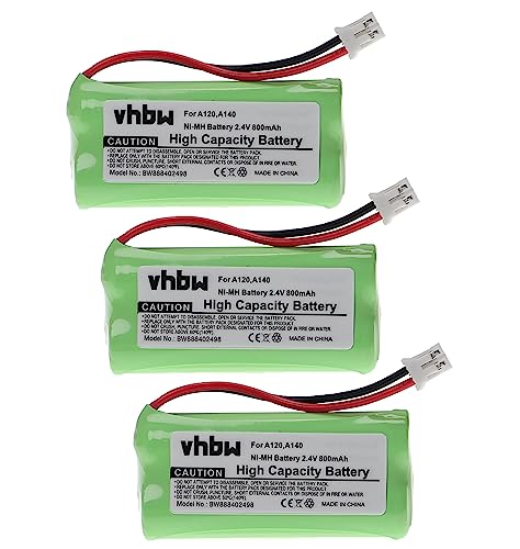 vhbw 3X Batería Compatible con Siemens Gigaset AL110, AL110a, A260 Trio, A265, A345 teléfono Fijo o inalámbrico (800 mAh, 2,4 V, NiMH)