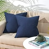 PHF 100% Cotton Waffle Weave Throw Pillow Cover, 22' x 22', 2 Pack Elegant Home Decorative Square...