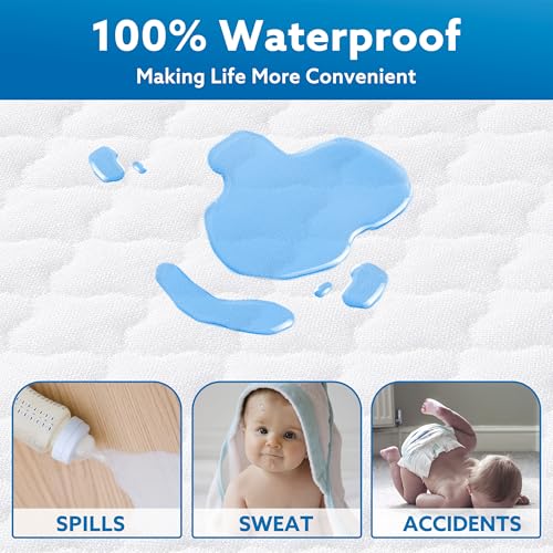 Image of Baby Bassinet Mattress Pad 30 inchx15 inch Oval - Waterproof Bamboo Cover, Premium Foam, Breathable, Hypoallergenic, Non-Toxic Topper, for Cradle and Moses Basket