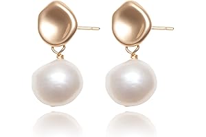 Chic Baroque Gold Pearl Dangle Earrings