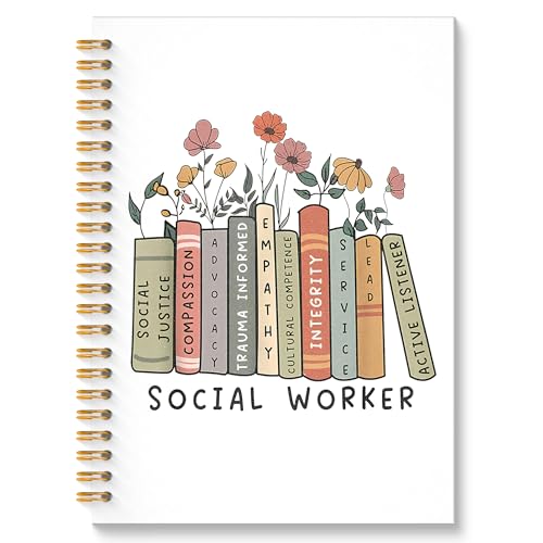ROXMART Social Worker Glitter Spiral Notebook, Social Worker Gifts for Women Journal, Floral Book Community Workers Hardcover Notebook Journal for Writing Note Taking, 5.5x8.3 Inch