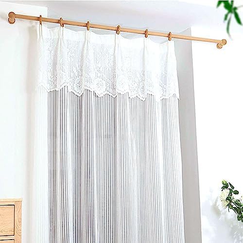 Robusto bastone per tende in legno massello nordico con staffe e anelli, diametro 2,5 cm, perfetto per soggiorno, camera da letto, cucina e decorazione domestica fai da te