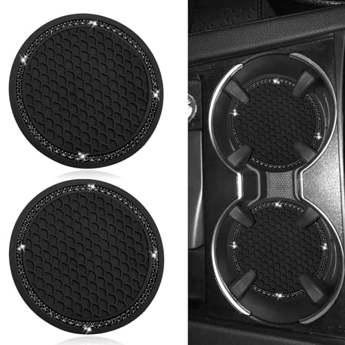 Portavasos para auto silicona 2.75 pulg 2 piezas negro miniatura 1
