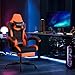 WOTSTA Gaming Chair with Footrest, High Back Gaming Chairs PVC Leather Ergonomic Gamer Chair with Adjustable Headrest Lumbar Support Racing Style Video Gaming Chair for Office/Home (Black Orange)
