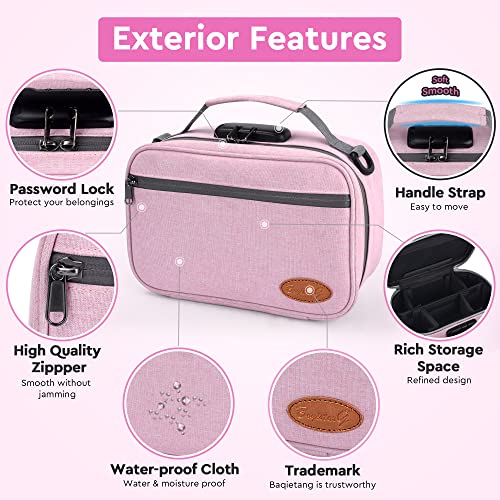 Large Storage Bag with 10 small Items，Medicine Lock Box with Accessories, Portable Lock Bag ，Pouch Water Resistant，Set Travel Case Great Christmas Gifts for Women,Pink Set3