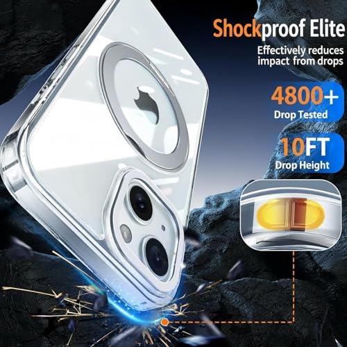 Image of Enflamo Hard Clear Rotaing Stand Shockproof Transpareant Magnatic Case Cover for iPhone 15 /14 | Ultra Hybrid Camera Bump Protection