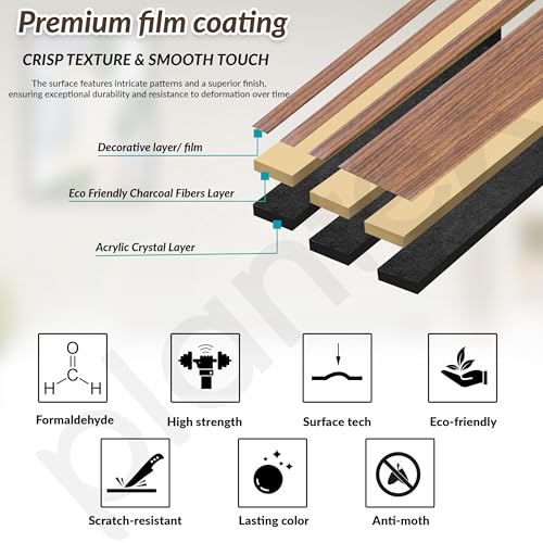 Image of Plantex Wall Panels /Wooden Louvers Panel for Wall 8 Feet /Charcoal Panel for Interior Wall Decor /3D Wall Panel - Pack of 3 Covers - 9 Sq. Ft, Size-5 Inch x 8 Feet (Wooden - Modern Strip)