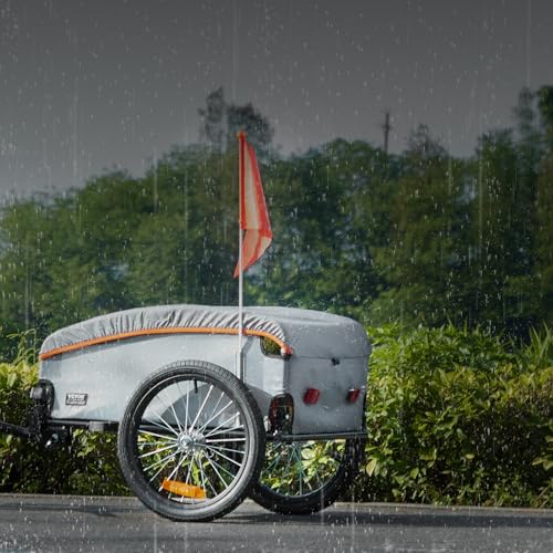 VEVOR Fahrradanhänger 45kg Tragkraft Transportanhänger faltbar und kompakt verstaubar mit Universalkupplung wasserdichte Abdeckung 40cm Räder sichere Reflektoren passend für 558,8-711,2mm Fahrradräder
