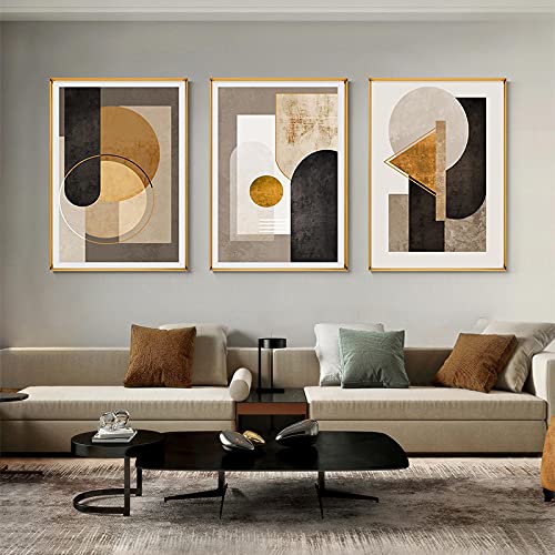 Décoration de la maison salon moderne : résolvez le vide mural avec 3 toiles géométriques