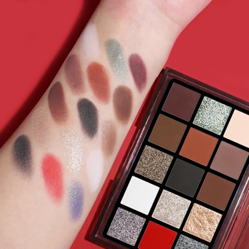 Image of UCANBE 15 Colors Matte Shimmer Metallic Glitter Eyeshadow Palette - Highly Pigmented Blendable Powder, Neutral Warm, Smokey & Bold Shades Makeup Palette