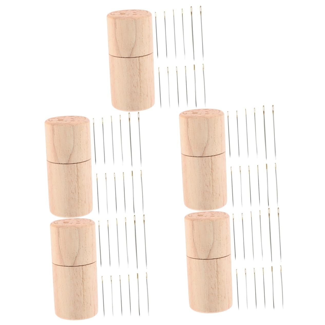 Gadpiparty 5 Set Scatola di stoccaggio della in legno contenitore tubo ' quotidiano Organizzatore ' porta aghi compatto Organizzatore di forniture per cucito Metallo
