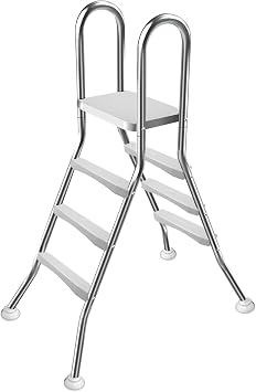 42" Above Ground Pool Ladder, Heavy Duty Luxury Pool Ladder with Platform,3-Steps Swimming Pool Ladder,304 Stainless Steel,551 lbs Load Capacity,Anti-Slip feet& Wider Steps