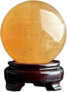 ornamentos de esferas de cristal, 1 Uds diámetro 40mm amarillo Islandia Spar calcita óptica esfera de cuarzo bola con soporte