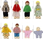 Lovely Happy Dollhouse Ensemble de Poupées Famille 8 Figures en bois Petits gens pour les enfants