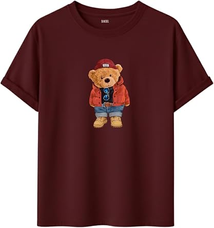 Unisex Ay c k Bask l  T-Shirt,%100 Pamuk, K sa Kollu, Yuvarlak Yaka, Oversize Rahat Kesim, Sokak Giyimi