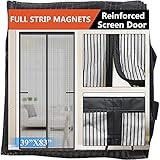 Magnetic Screen Door Upgraded-Model Full Strip Magnets,Reinforced Heavy Duty Mesh Screen Doors Magnets,Full Frame Seal Retractable Door Screen Magnetic Closure for Single Front Patio Sliding Door