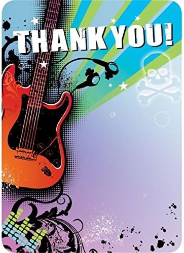 amscan Rockin' Superstar Thank You Notes Set (40 Piece), Multicolor, 5 1/2" x 4"