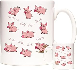 Pig Mug.Oink Oink Here, Piggy Picture on 11oz Coffee Mug / Tea Cup. Gift for Pig Keepers and Farmers