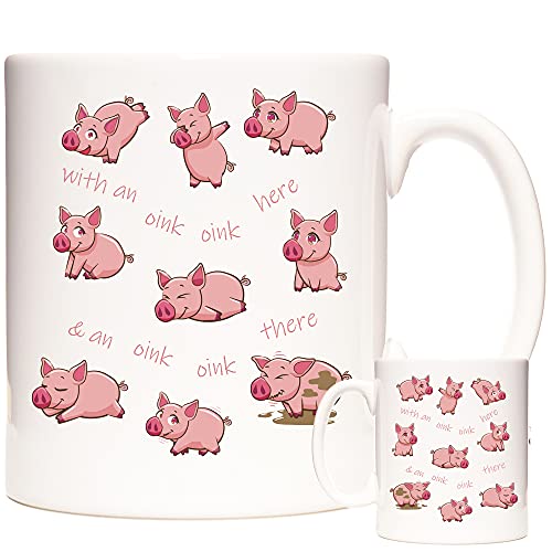 KAZMUGZ Pig Mug.Oink Oink Here, Piggy Picture on 11oz Coffee Mug/Tea Cup. Gift for Pig Keepers and Farmers