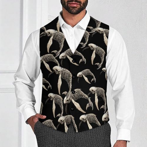 Whale Skeleton Trendy Vest Suit for Men V Neck Formal Dress Waistcoat Vests Business Slim Fit4