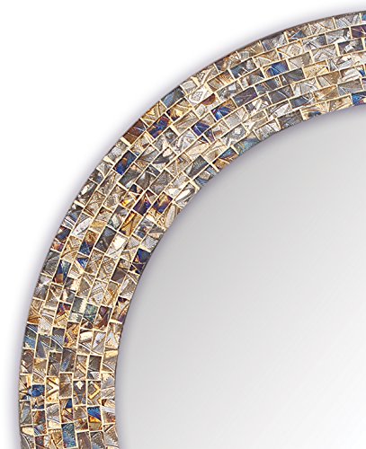 24" Decorative Mosaic Glass Wall Mirror (Gold) - Image 7