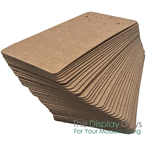 Image of 500-Pack Flat 2x4 Pre-Punched Hanging Jewelry Earrings & Necklace Display Cards (Brown Kraft Paper)