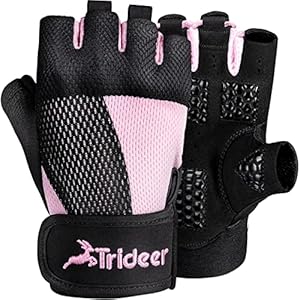 Trideer Breathable Workout Gloves Women with Grip, Weight Lifting Gloves Gym Gloves for Weightlifting, Exercise…