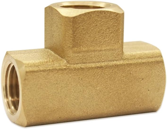 Hooshing Brass Pipe Fittings 1/4" x 1/4" x 1/4" NPT Female Tee Adapter for Air Compressor Gas Line Plumbing