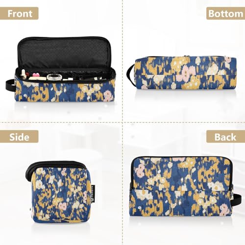 Bolsa de viaje para herramientas de cabello con tapete resistente al calor removible, impermeable para planchas, rizadores, organizador de viaje con estampado flor dorado marino miniatura 5