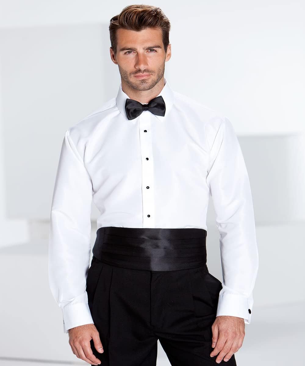White Microfiber Tuxedo Shirt