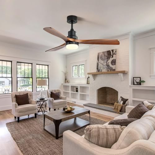 Sofucor 52 Inch Ceiling Fans with Lights and Remote Control, Modern Solid Wood Outdoor Ceiling Fan with Light for Bedroom Living Room Indoor Farmhouse Patio, Quiet DC Motor by Sofucor - Image 2