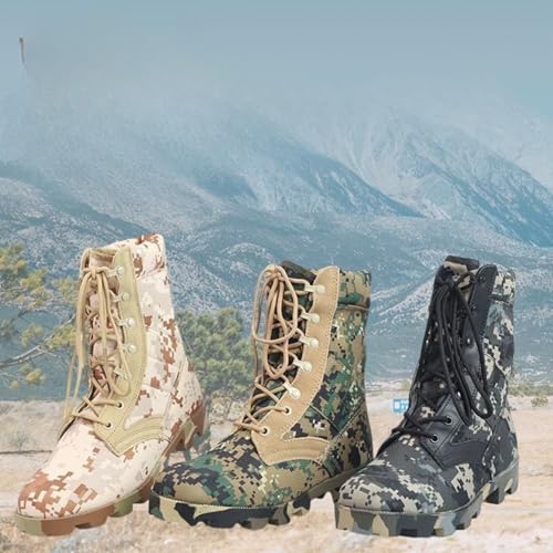 Men's Waterproof Leather Lace Up High Top Tactical Military Army Boots Lightweight Non Slip Sole Breathable Shoes for Outdoor Hiking Camping Mountain Climbing Desert Hunting4
