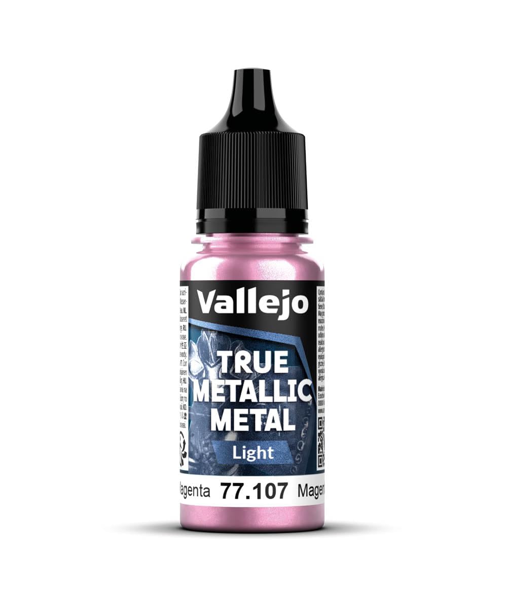 Vallejo True Metallic Paint 107-18ML Crimson Magenta, Luminous Finish, Ideal for Brush Application, Mixable for Smooth Gradients, Dropper Bottle — image 1
