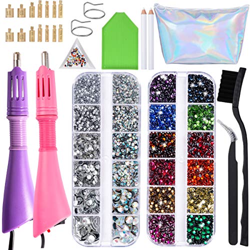 Two Hotfix Applicators with 7200 pcs Rhinestones- Flatback Hotfix Rhinestones in 14 Colors and 7 Sizes with Two Color Rhinestone Applicators in One Hotfix Applicator Kit Two Hotfix Applicators with 7200 pcs Rhinestones- Flatback Hotfix Rhinestones in 14 Colors and 7 Sizes with Two Color Rhinestone Applicators in One Hotfix Applicator Kit
