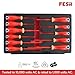 FESA Electrician Insulated Screwdriver Set - 1000V 11-Piece Professional Electrician Screwdriver Set with Magnetic S2 Steel Tips - Pozidriv, Phillips, Flathead or Slotted & Torx - Insulated Tools