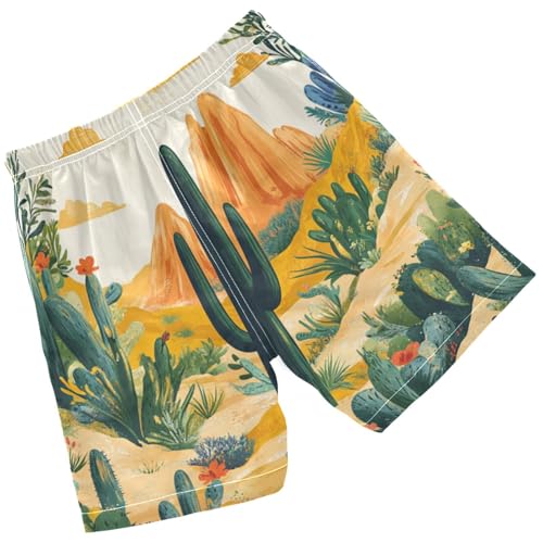 Pigsaly Boys' Swim Board Shorts Tropical Summer Desert Green Cactus Boy's Swim Trunks Kids Swimwear M2