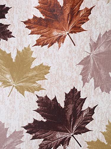 Image of HUTI 5 Feet Brown Window Curtain Set of 2 | Semi Transparent Leaf Printed Curtain | Light Filtering Polyester | Eyelet Curtains for Living Room & Bedroom 4x5 ft (120 x 150 cm) | Perfect for Home Decor