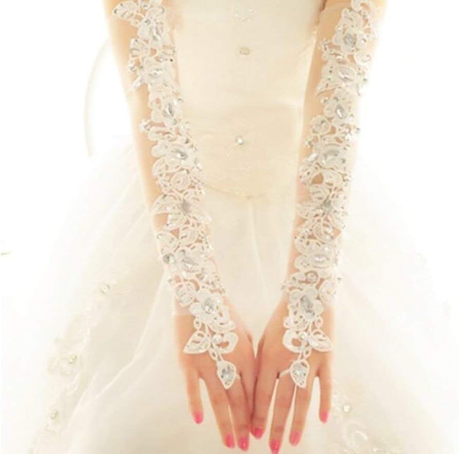Elegant Wedding Gloves Bride Bridal Party Dress Lace Gloves-07