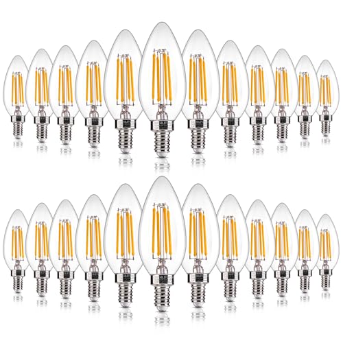 ALAMPEVER 24 Pack Dimmable LED Candelabra Light Bulbs, 4.5W (60W Equivlant), 450LM, Bright E12 LED Bulb, B11 Type, 2700K Soft White, Ideal for Living Room, Bedroom, Dining Room