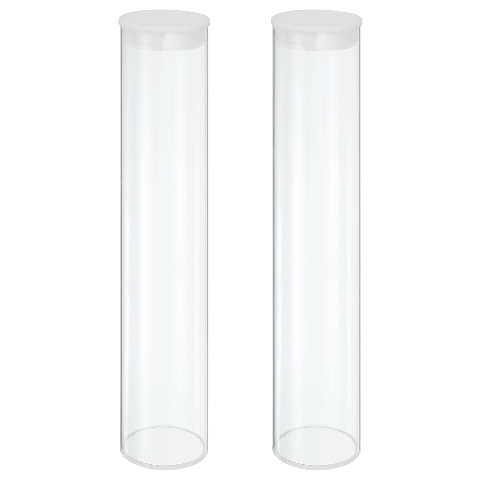 MECCANIXITY Transparent Plastic Storage Tubes, 2 1/2" x 12"(63x300mm) Polycarbonate Clear Rigid Round Storage Tubing with Black Lid, 2 Set