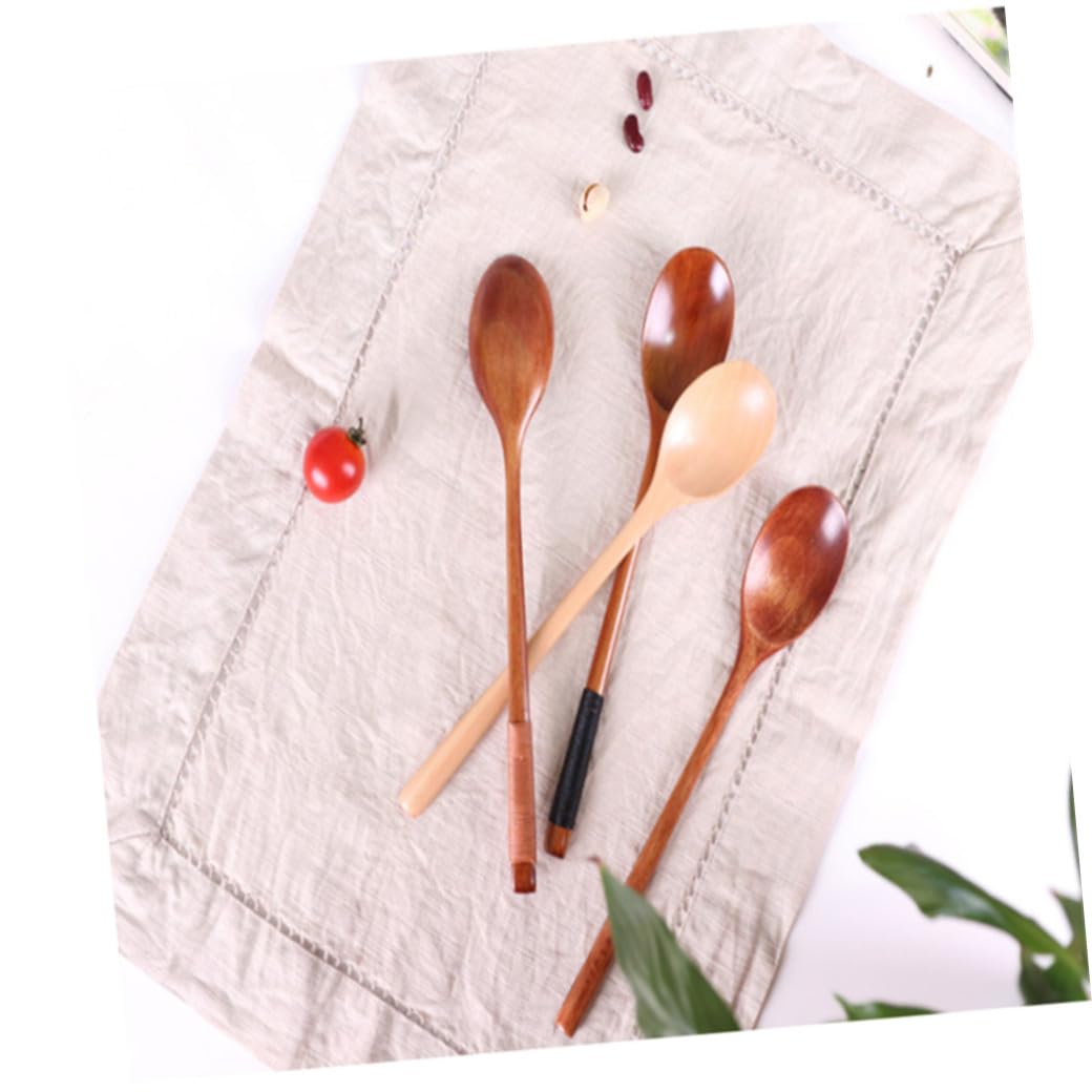Alipis 12 Pz da minestra in legno utensili in legno per mangiare manico cucchiaio di abito di a manico lungo o dritto