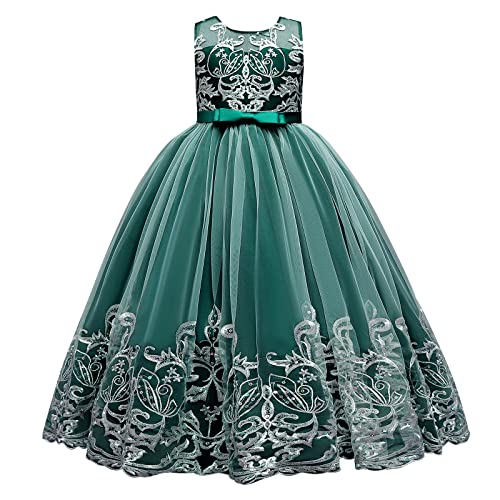 Robe de princesse vert foncé à paillettes pour fille de 5 à 6 ans