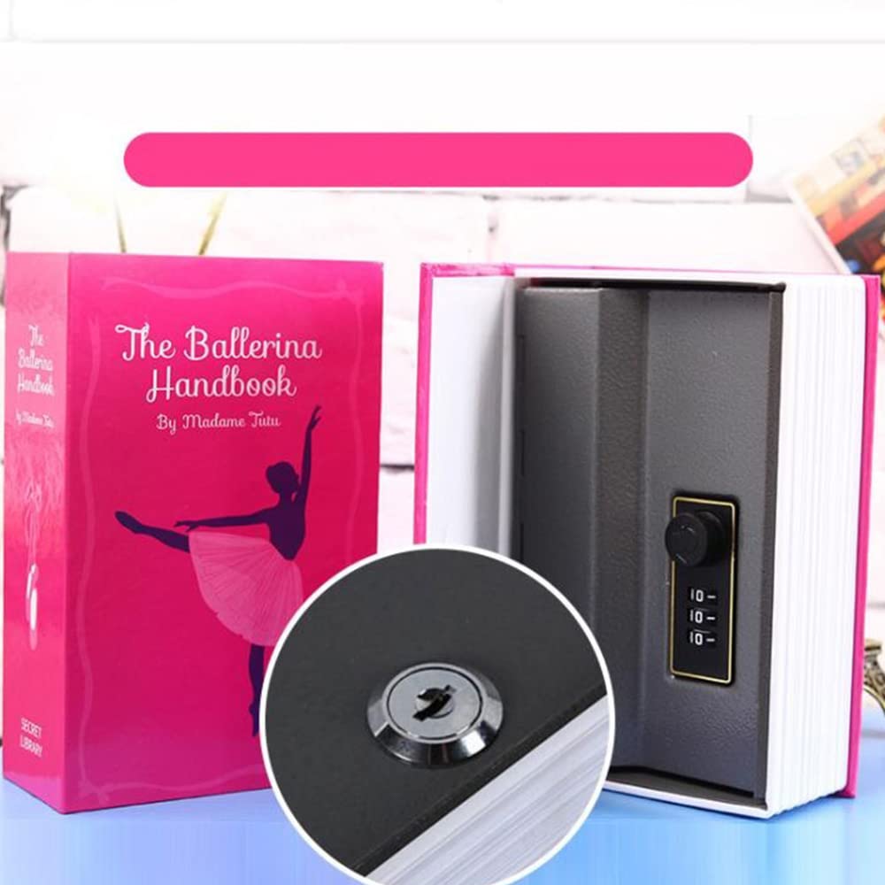 Caja de Almacenamiento Segura para Libros de Diccionario, Caja Fuerte Oculta con 3 Cerraduras de CombinacióN Digital, Caja Secreta Segura Antirrobo, (Rosa)