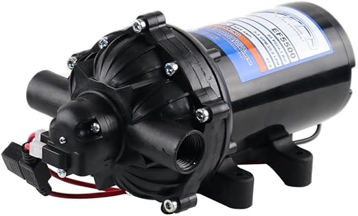 Everflo EF5500-BOX 5.5GPM 12V Diaphragm Pump-1/2 FNPT Connection, 5.5 GPM, Black