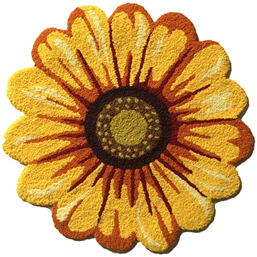 Tapete floral girasol 50x50 cm amarillo suave y antideslizante miniatura 1