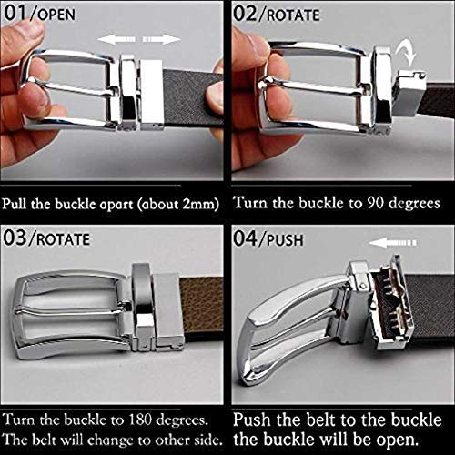 LOODLOO Men's Genuine Leather Reversible Belt, (1 Year Guarantee) - belts for men - belts for men casual stylish leather- formal branded belts for men