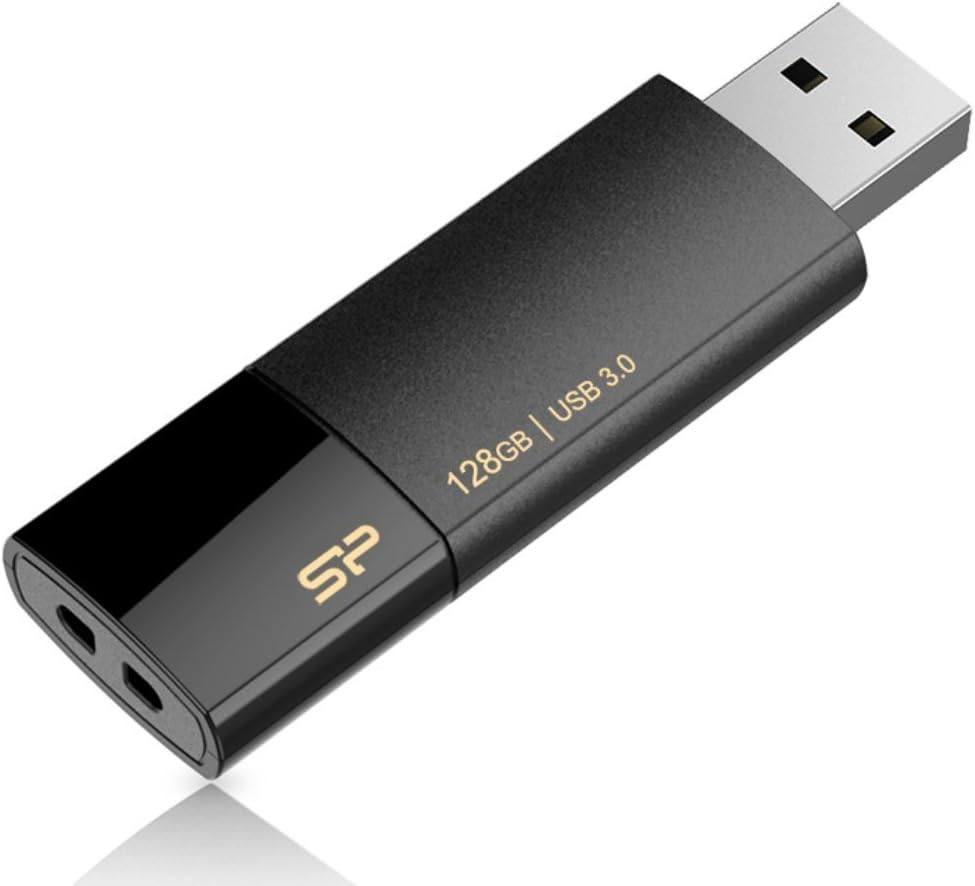 Silicon Power 128GB Blaze B05 USB 3.0 Retractable Flash Drive, Black (SP128GBUF3B05V1K)