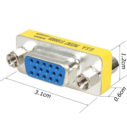Image of WOVTE DB9 Female to Female Mini Gender Changer Coupler Adapter Connector Pack of 2 (VGA /SVGA 15 /15)