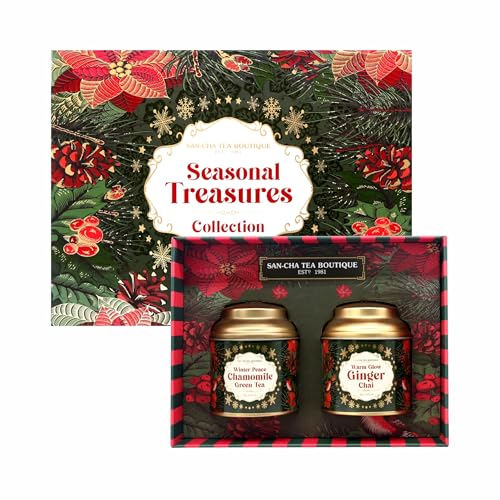 Image of Sancha Tea Boutique, Seasonal Treasures Collection | Warm Glow Ginger Chai & Winter Peace Chamomile Green Tea | Festive Wellness Duo | Premium Handcrafted Teas