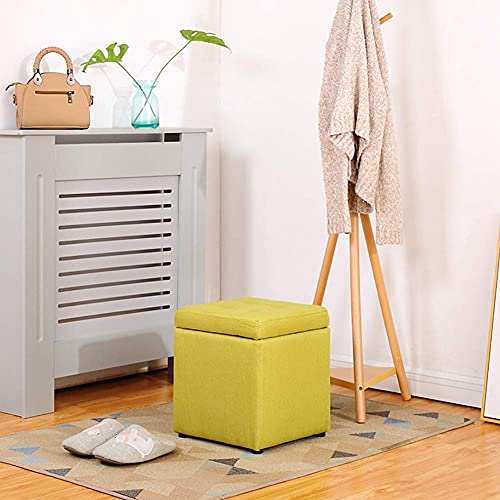 Tabouret de repose-pieds de rangement et pouf cube en lin - 8